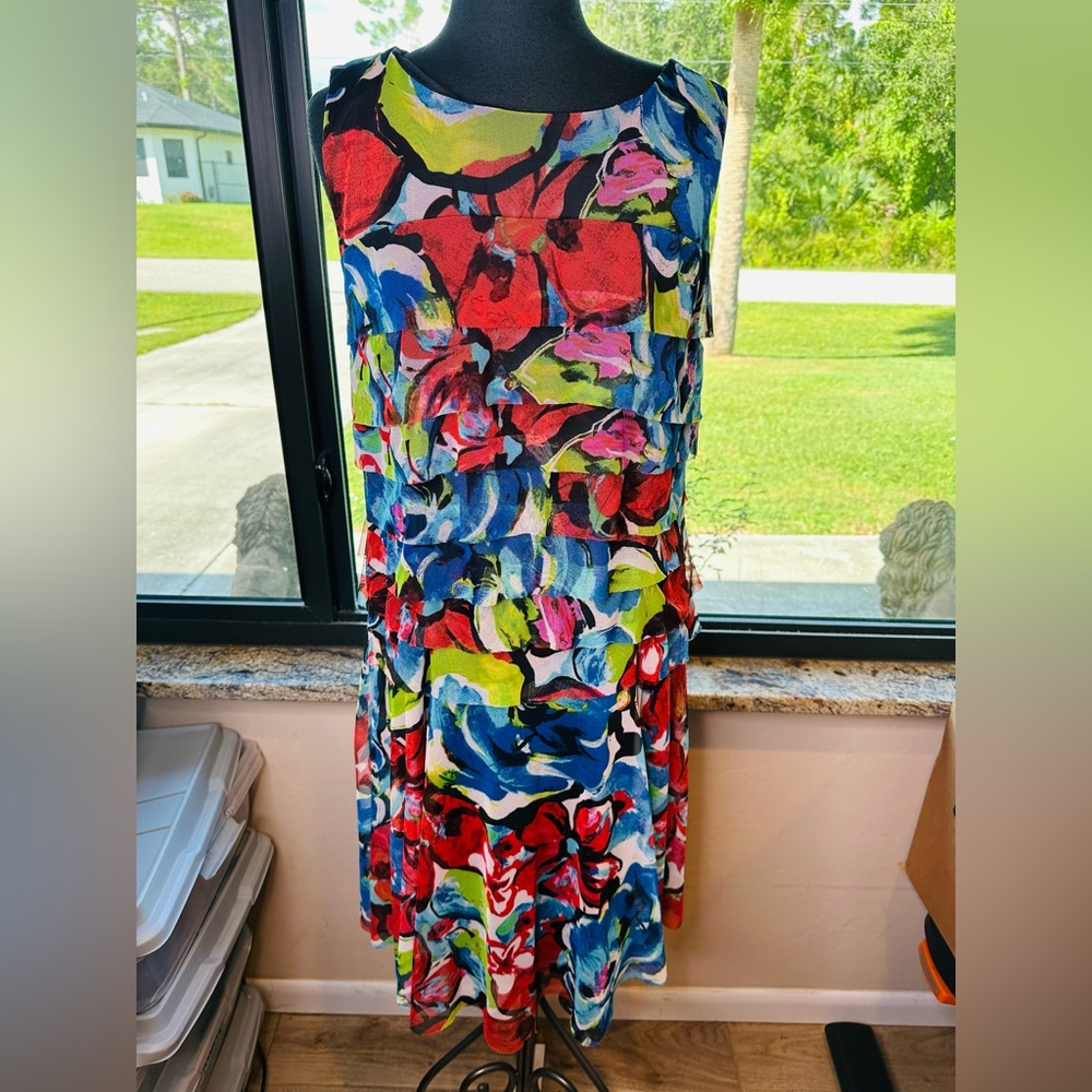 Phase Seven Multi Color Tiered Dress Size Large